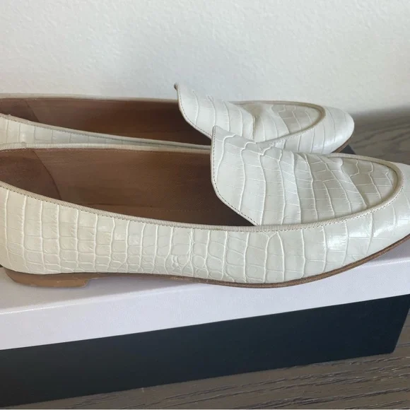 Authentic Aquazzura crocodile print leather Mocassin - white - Picture 2 of 6